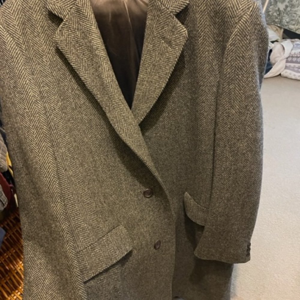 Grey Tweed Overcoat - 42R
